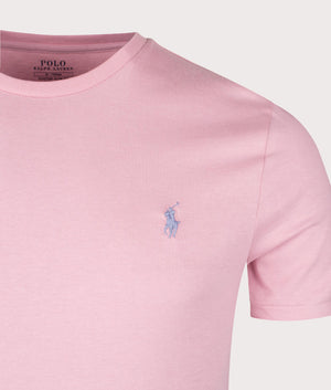Custom Slim Fit T-Shirt in Surfside Rose by Polo Ralph Lauren. EQVVS Detail Shot.