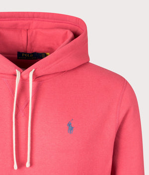 Relaxed Fit RL Fleece Hoodie in Red Sky by Polo Ralph Lauren. EQVVS Detail Shot.