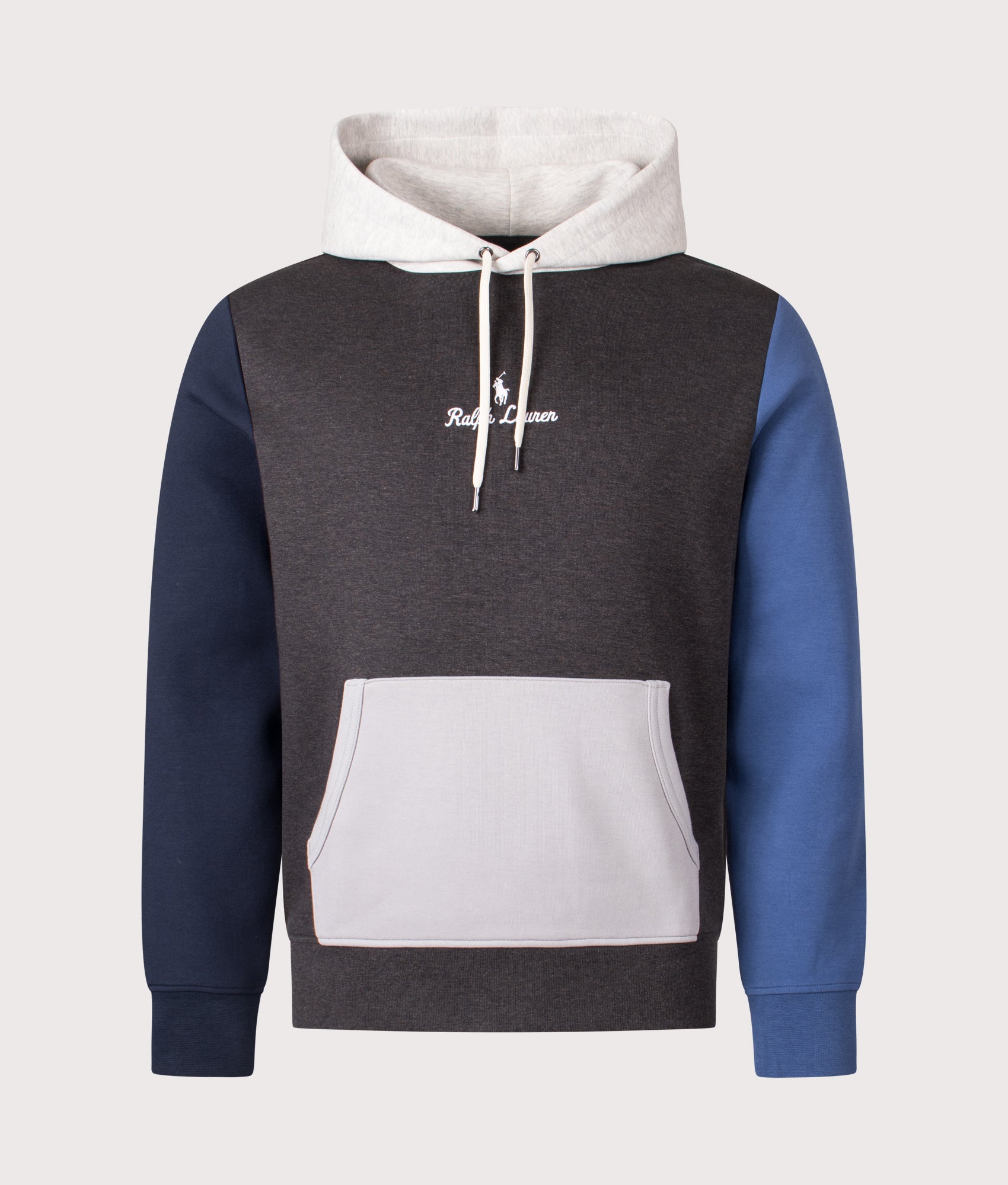 Relaxed Fit Double Knit Logo Hoodie in Dark Charcoal Heather Multi | Polo Ralph Lauren | EQVVS | Front shot 