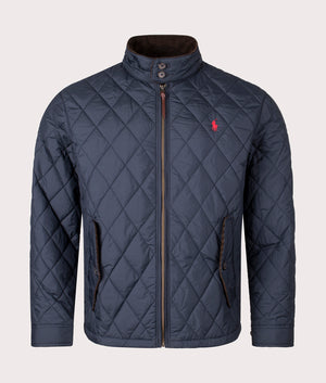 Quilted Insulated Shirt Jacket in College Navy by Polo Ralph Lauren. EQVVS Front Angle Shot.
