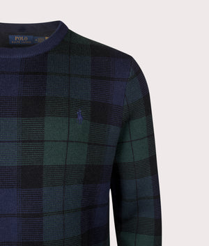 Plaid Wool Sweatshirt in Blackwatch Combo | 100% Wool | Polo Ralph Lauren | EQVVS | Front detail shot 