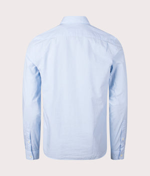 Lacoste Premium Cotton Shirt in white and Overview Blue, 100% Cotton Back Shot at EQVVS 