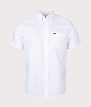 Lacoste Short Sleeve Oxford Shirt White Front Shot EQVVS
