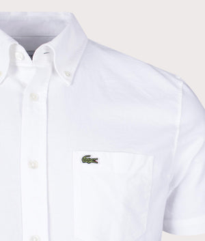 Lacoste Short Sleeve Oxford Shirt White Detail Shot EQVVS