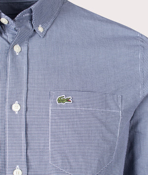 Lacoste Premium Cotton Shirt White and Navy Blue Detail Shot EQVVS