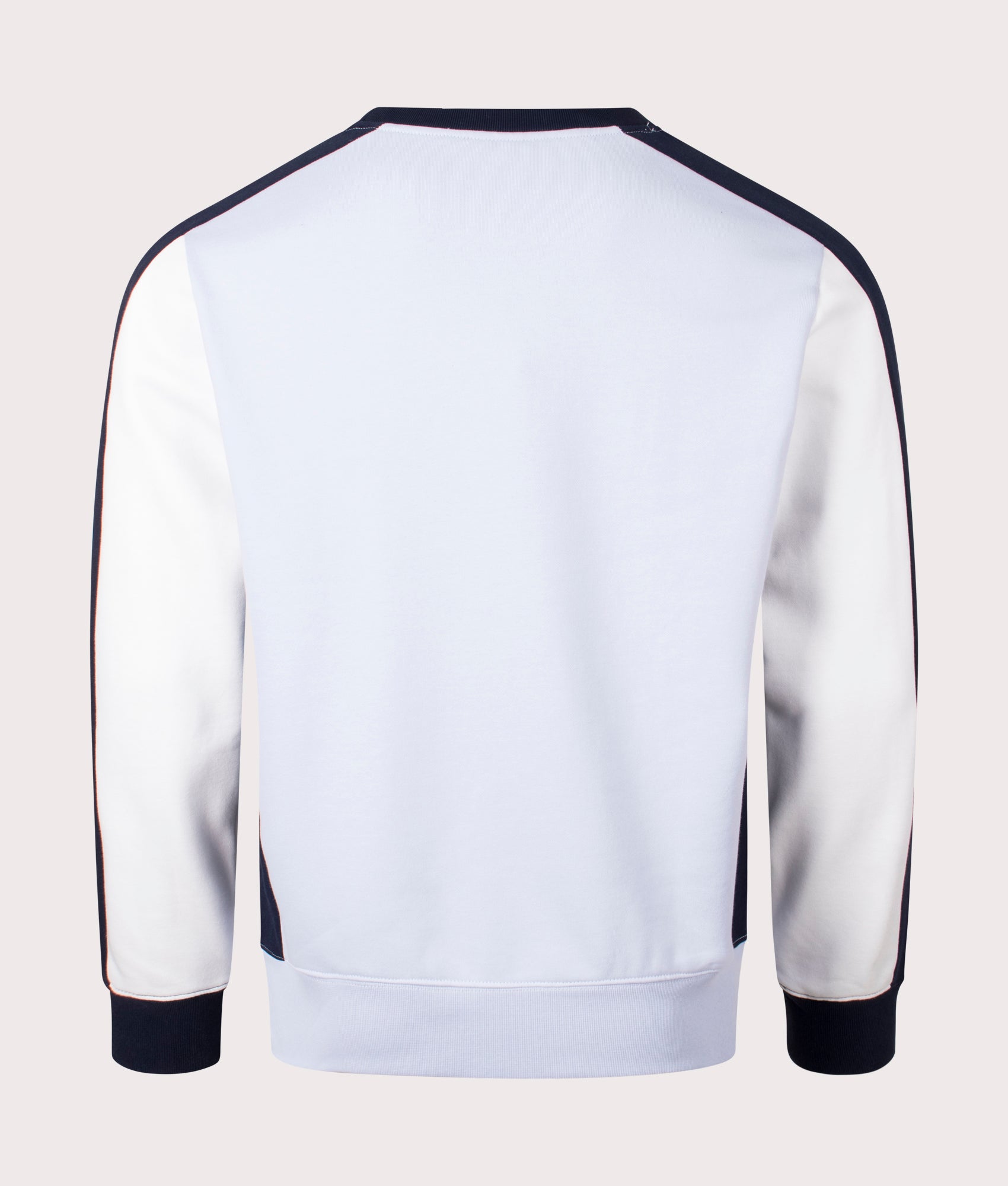 Lacoste Brushed Fleece Colourblock Sweatshirt in Navy, Phoenix Blue & Yellow Back Shot at EQVVS