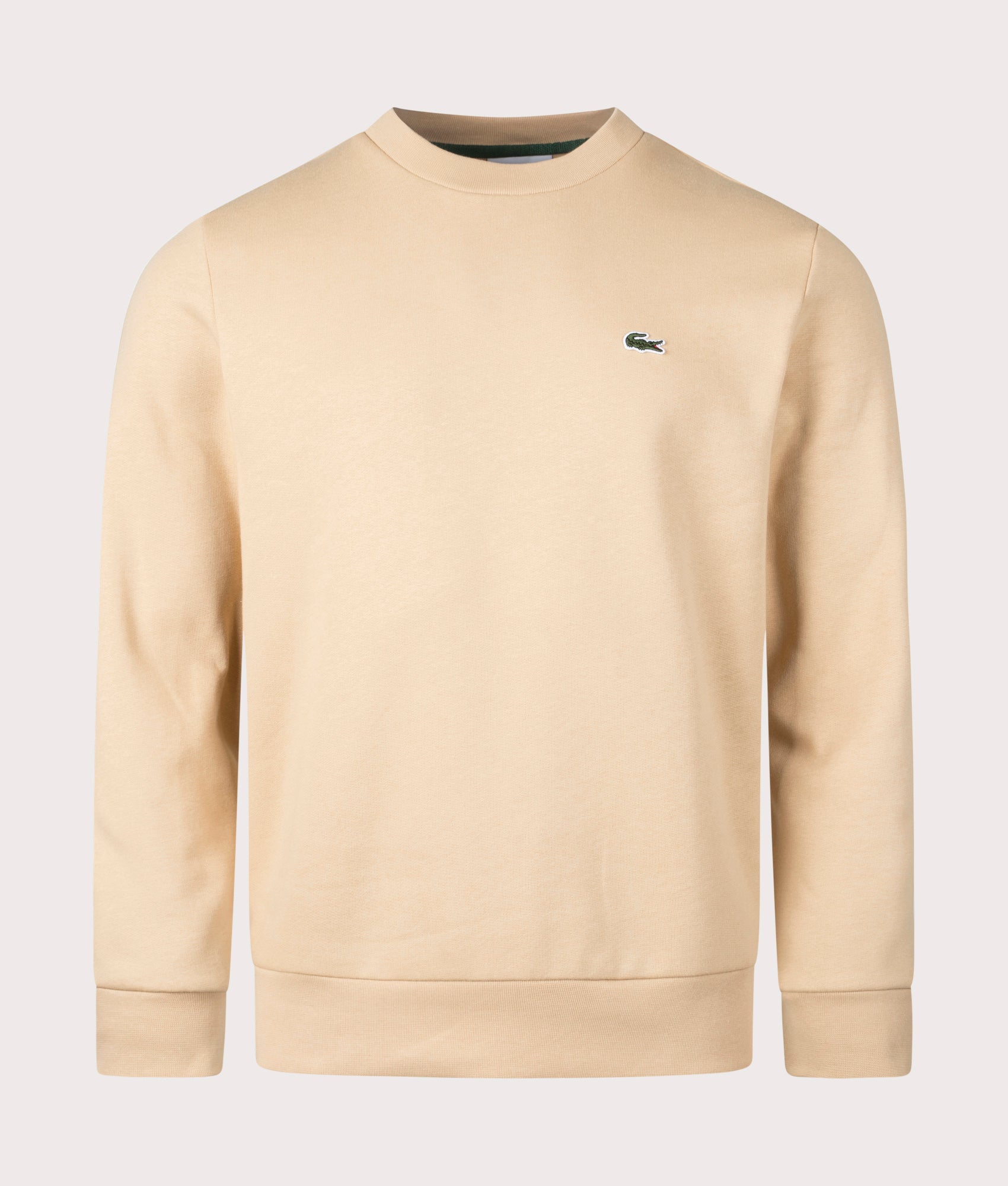lacoste Relaxed Fit Brushed Cotton Sweatshirt Beige Front Shot EQVVS