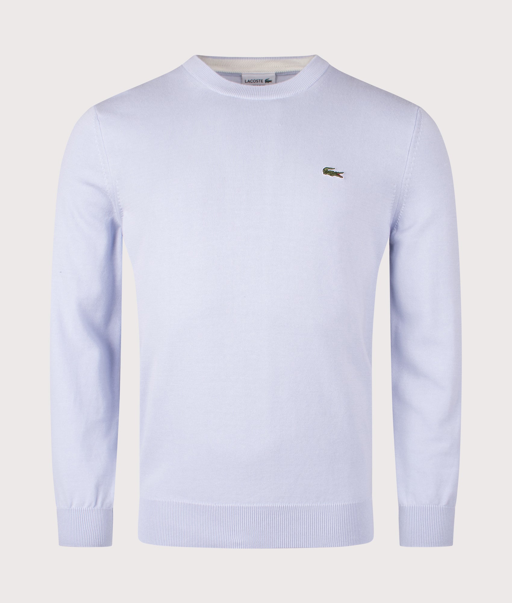 Lacoste Croc Logo Knitted Jumper in Phoenix Blue at EQVVS Menswear. Front shot.