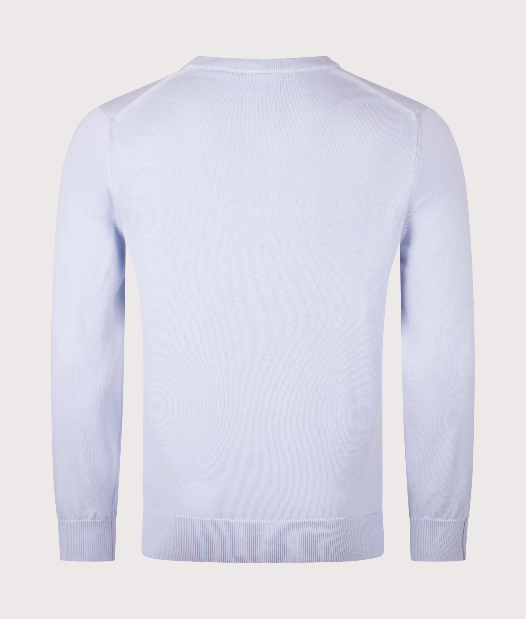 Lacoste Croc Logo Knitted Jumper in Phoenix Blue at EQVVS Menswear. Back shot.