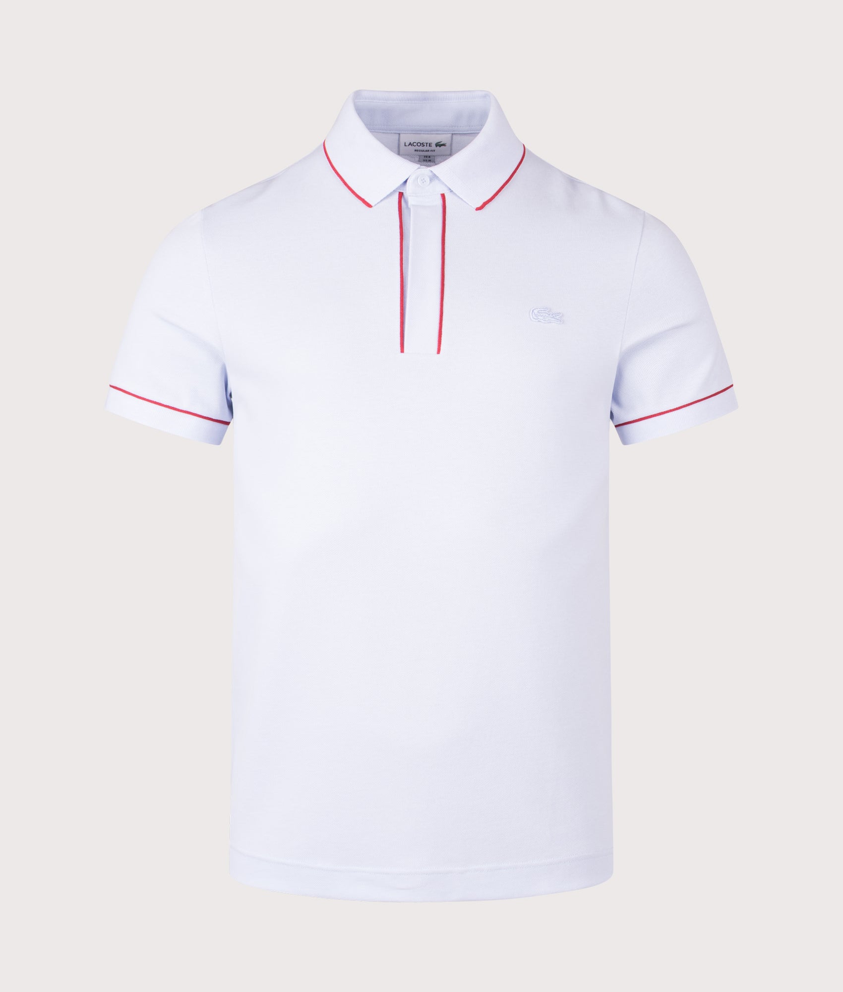 Lacoste Paris Stretch Piqué Polo Shirt in  Phoenix Blue at EQVVS Menswear. Front shot.