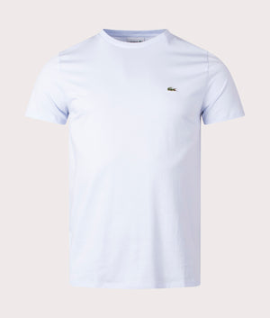 lacoste Pima Cotton Croc Logo T-Shirt in Phoenix Blue, 100% Cotton Front Shot at EQVVS