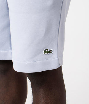 Organic Brushed Cotton Fleece Sweat Shorts in Phoenix Blue by Lacoste. EQVVS Detail Shot.