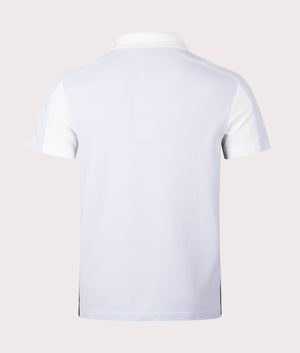 Lacoste in Cotton Piqué Colourblock Polo Shirt Phoenix Blue, Flour and Navy Blue, 100% Cotton Back Shot at EQVVS