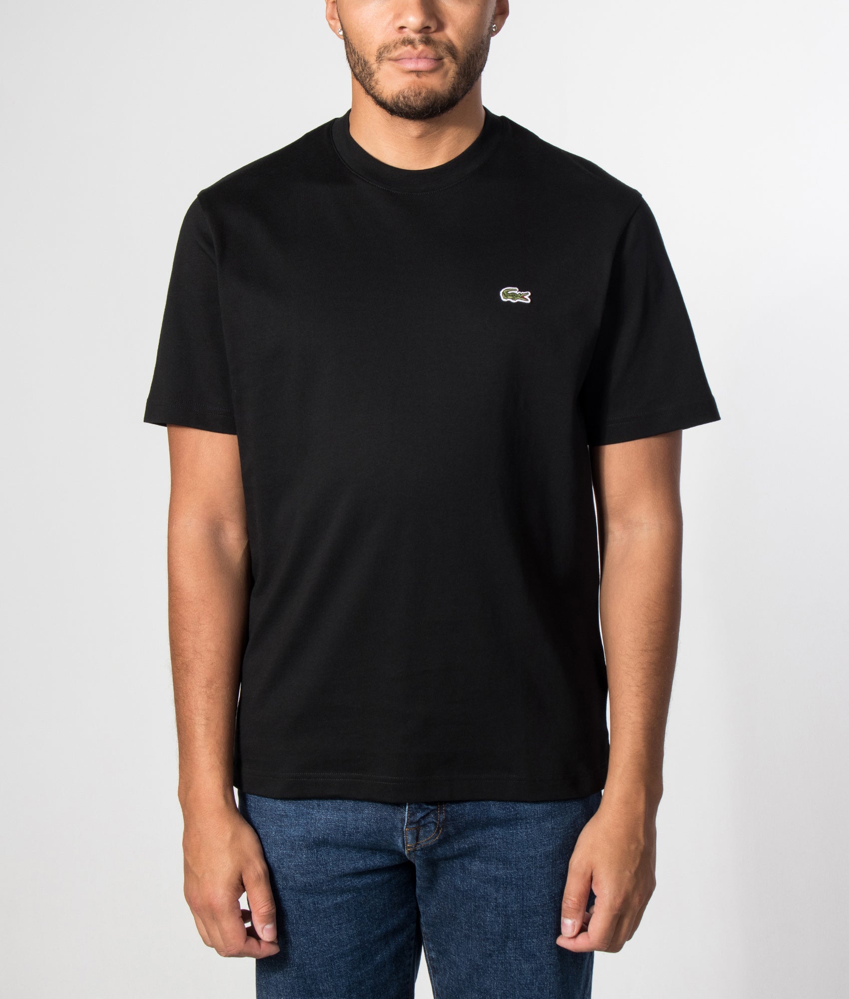 Lacoste Cotton T-Shirt in Black at EQVVS Menswear. Front shot.