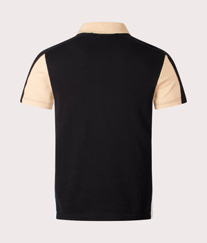 Lacoste Cotton Piqué Colourblock Polo Shirt in Black, Croissant Yellow and Flour White, 100% Cotton Back Shot at EQVVS 