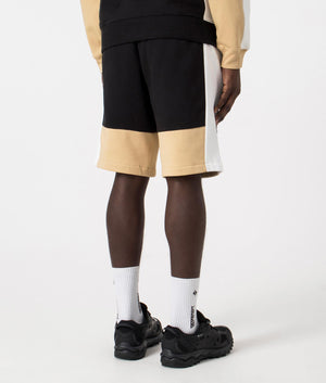Regular Fit Brushed Fleece Colourblock Sweat Shorts in Black by Lacoste. EQVVS Back Angle Shot.
