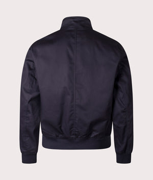 Lacoste Waterproof Twill Harrington Jacket in Abysm at EQVVS Menswear. Back shot.