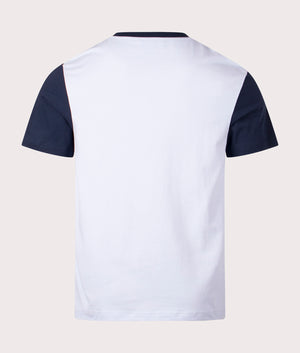 Lacoste Colour Block T-Shirt in Phoenix and Navy Blue, 100% Cotton Back Shot at EQVVS