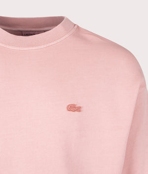Logo Sweatshirt in Eco Pink by Lacoste. EQVVS Detail Shot.