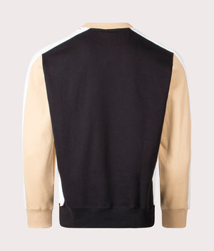 Lacoste Brushed Fleece Colourblock Sweatshirt in Black, Croissant Yellow and Flour White Back Shot at EQVVS