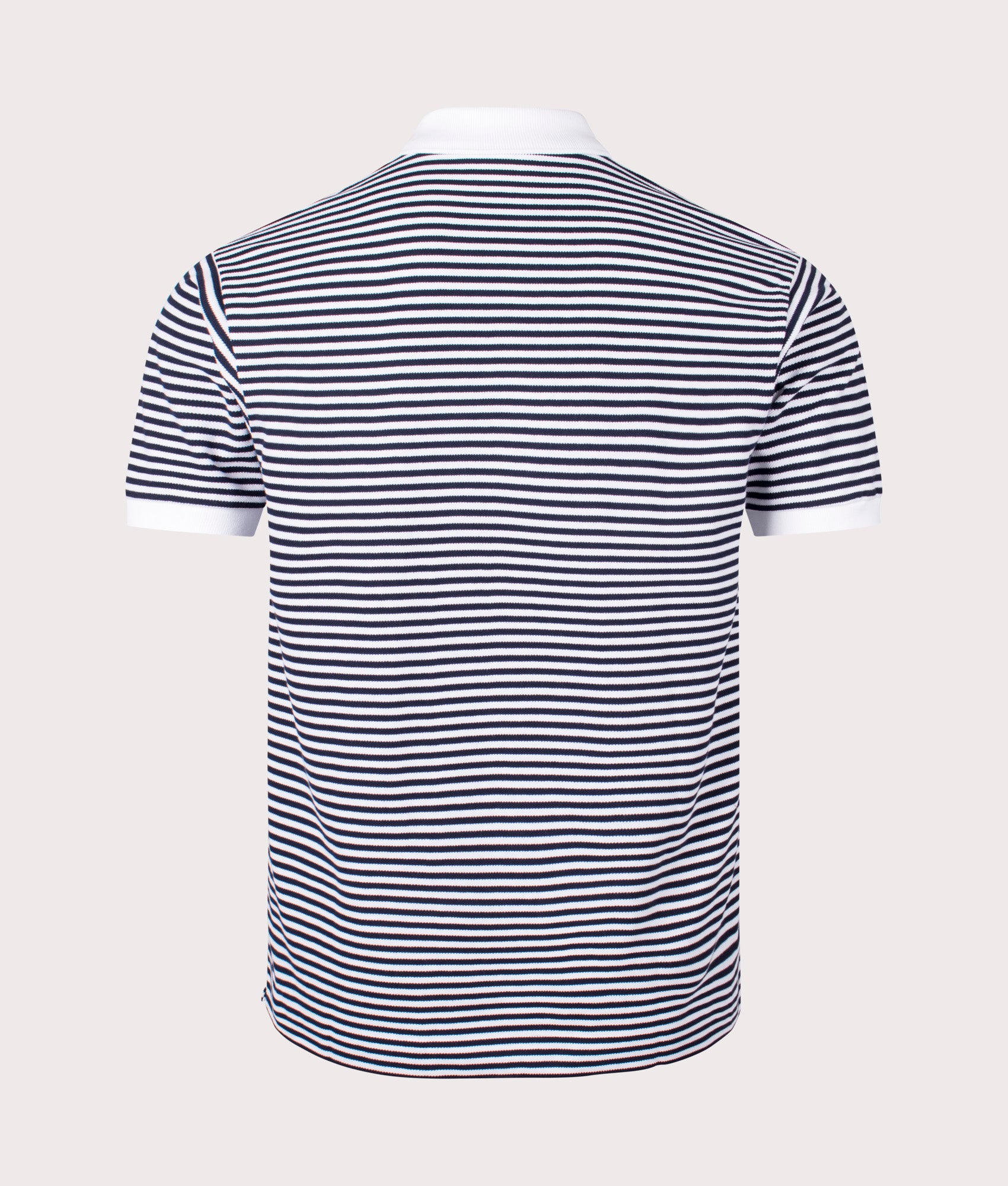 Ribbed Collar Polo Shirt in White Navy by Lacoste. EQVVS Back Angle Shot.