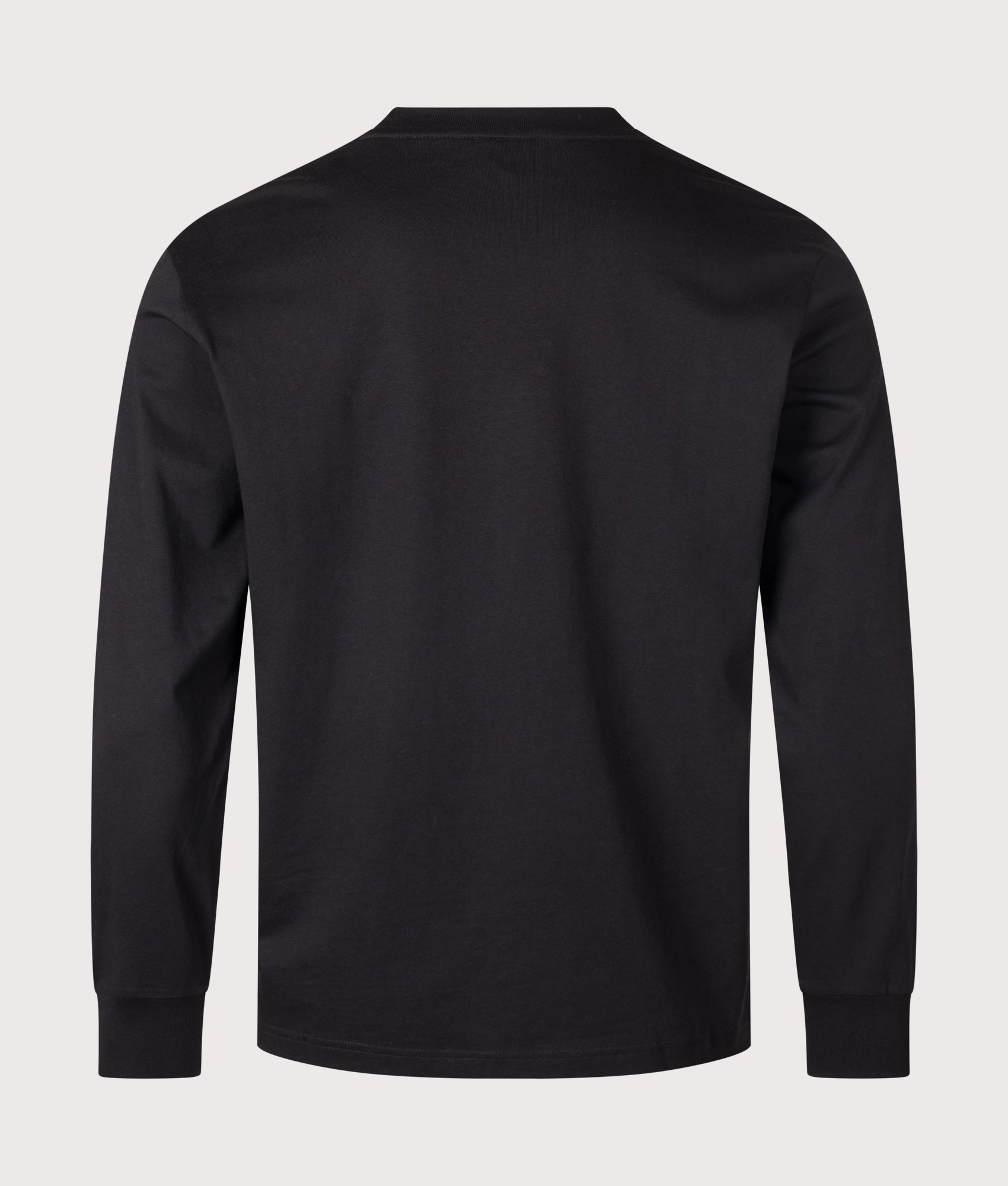 Lacoste Classic Fit Long Sleeved Cotton T-Shirt in Black at EQVVS Menswear. Back shot.