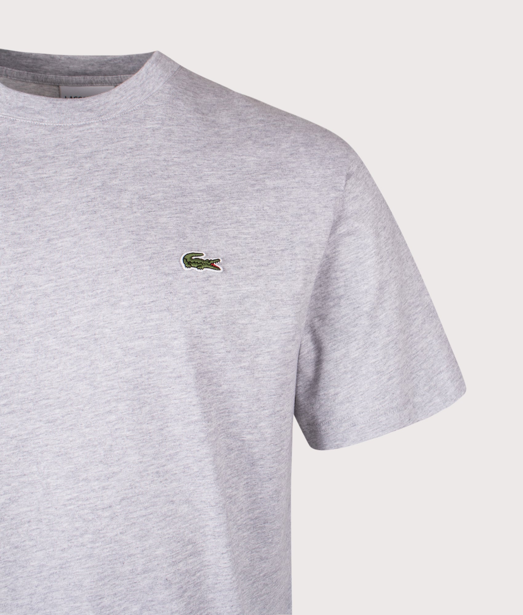 Cotton T-Shirt in Silver Chine | 100% Cotton | Lacoste | EQVVS | Front detail shot 