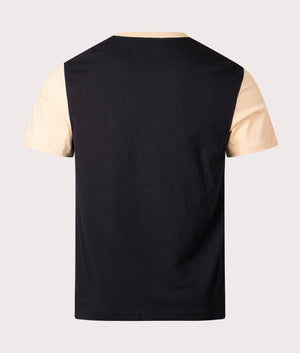 Lacoste Colour Block T-Shirt in Black and Croissant Yellow, 100% Cotton Back Shot at EQVVS