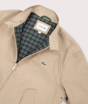 Waterproof Twill Harrington Jacket in Lion | Lacoste | EQVVS | Inside collar shot 