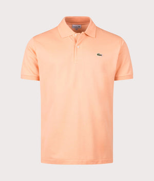 Lacoste Relaxed Fit L1212 Croc Logo Polo Shirt in IXY Light Orange front shot at EQVVS