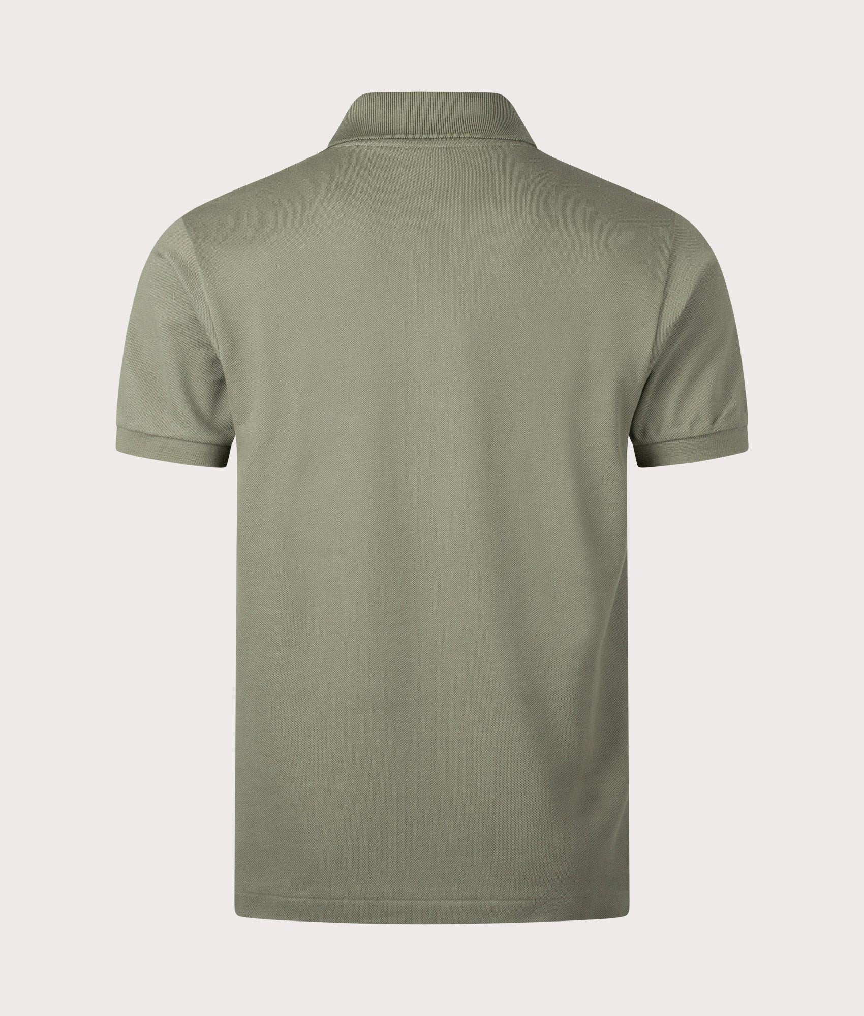Croc Logo Polo Shirt in Khaki by Lacoste. EQVVS Back Angle Shot.