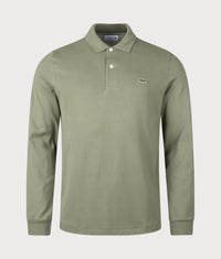 Long Sleeve Croc Logo Polo Shirt: BMY Khaki 