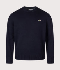 Classic Fit Wool Crewneck Jumper: 166 Navy Blue 