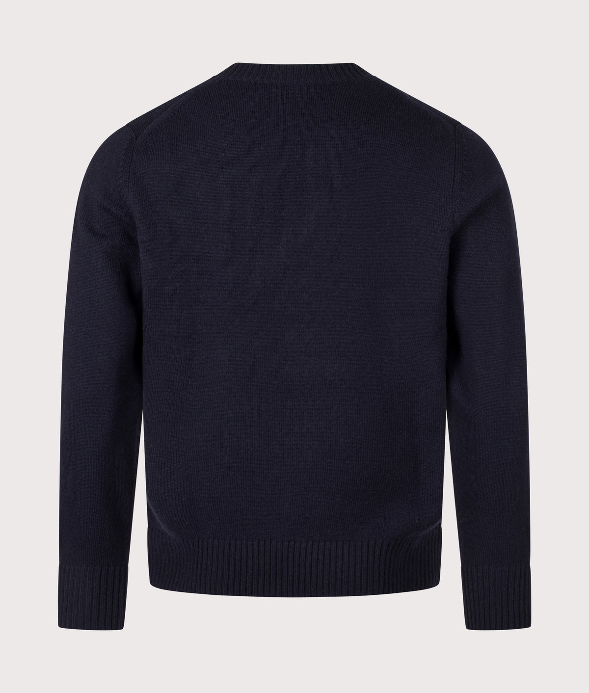 Lacoste Classic Fit Wool Crewneck Jumper  in Navy Blue at EQVVS Menswear. Back shot.