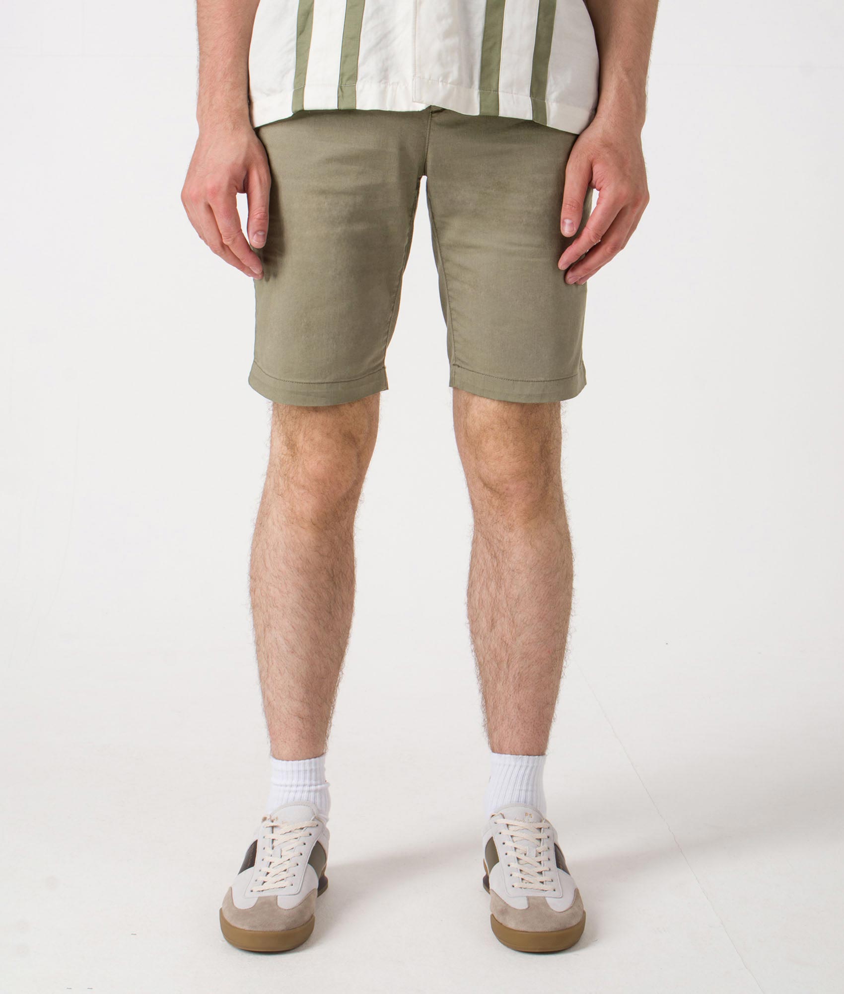 Slim Fit Bermuda Shorts. Shot by EQVVS. Front shot.