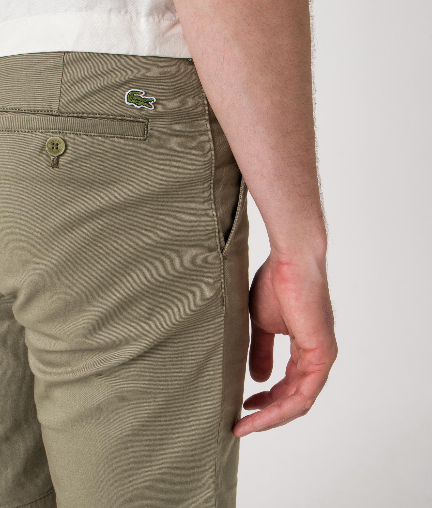 Slim Fit Bermuda Shorts. Shot by EQVVS. Back detail shot.