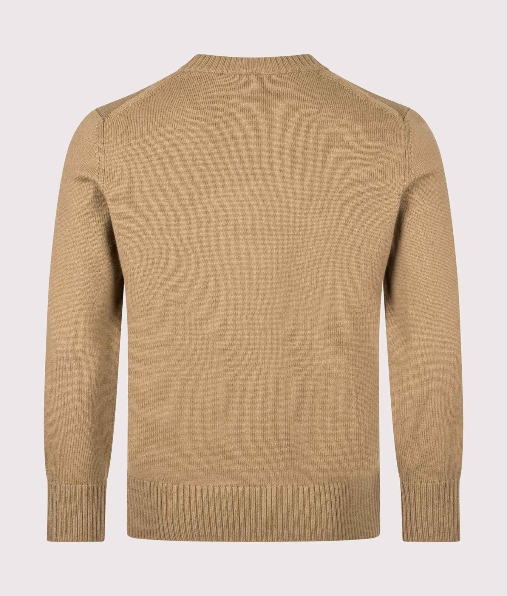 Lacoste Classic Fit Wool Crewneck Jumper in Cookie at EQVVS Menswear. Back shot.
