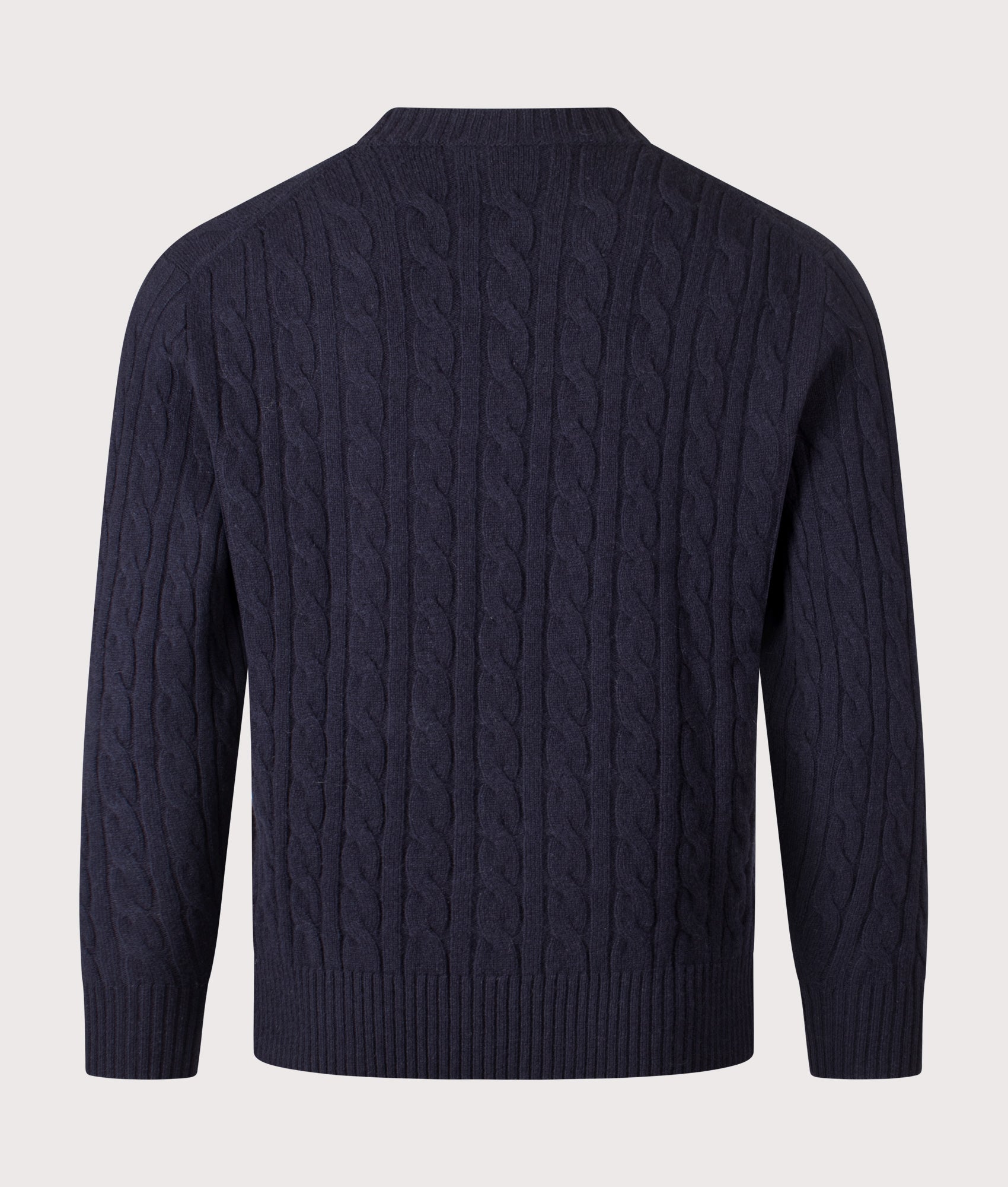 Cable Knit Jumper in Navy Blue | 100% Wool | Lacoste | EQVVS | Back shot 
