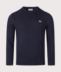 Regular Fit Cable Knitted Jumper: 802 Navy Blue/Green 