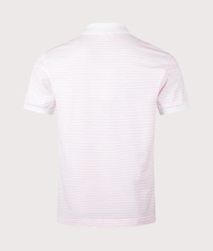Ribbed Collar Striped Polo Shirt. Shot by EQVVS. Back shot.