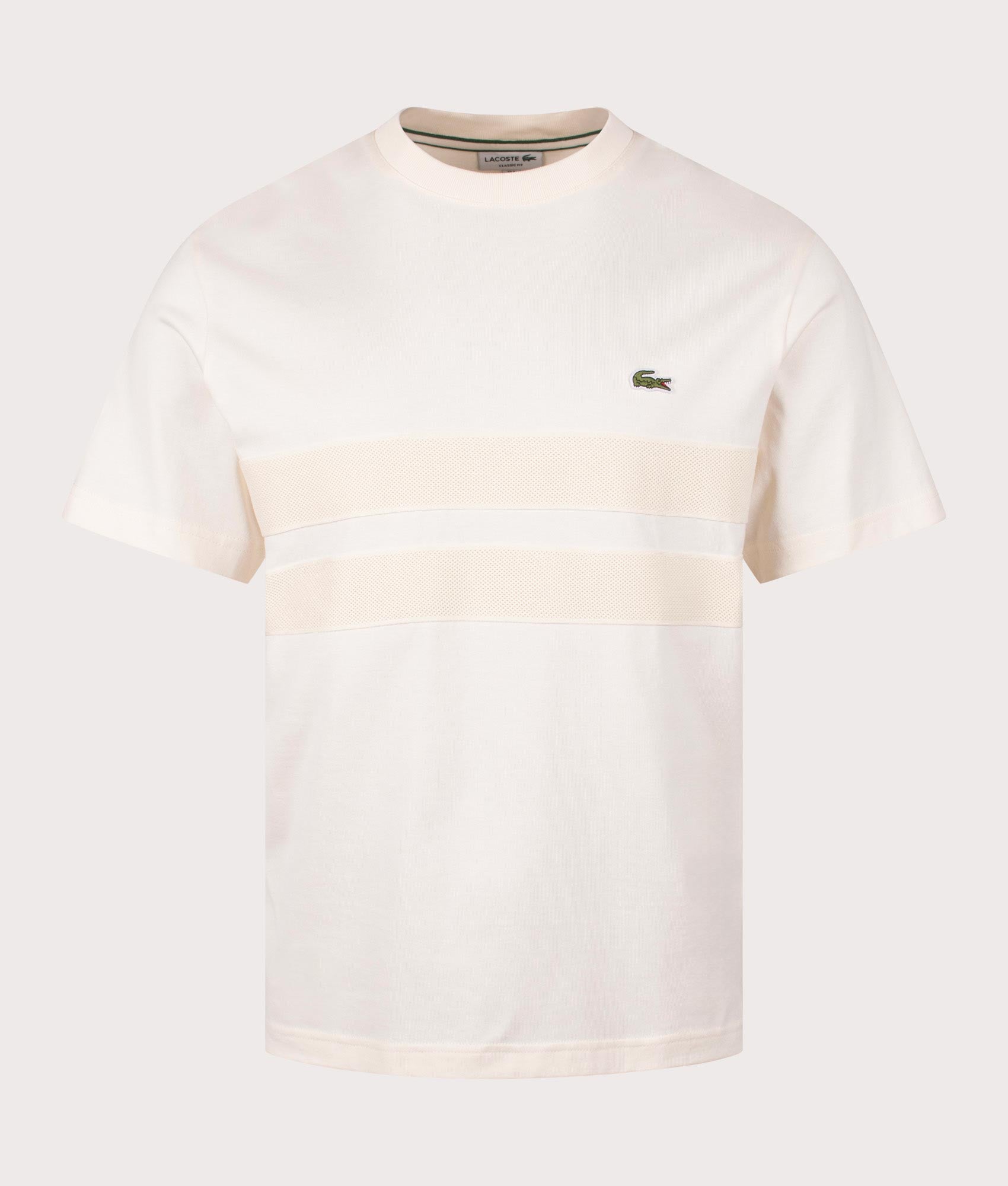 Lacoste Heavy Jersey Mesh Band T-shirt in Lapland. Shot at EQVVS. Front Shot
