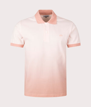 Lacoste Ribbed Collar Polo Shirt in a angora and latte gradient at EQVVS. Front Shot.