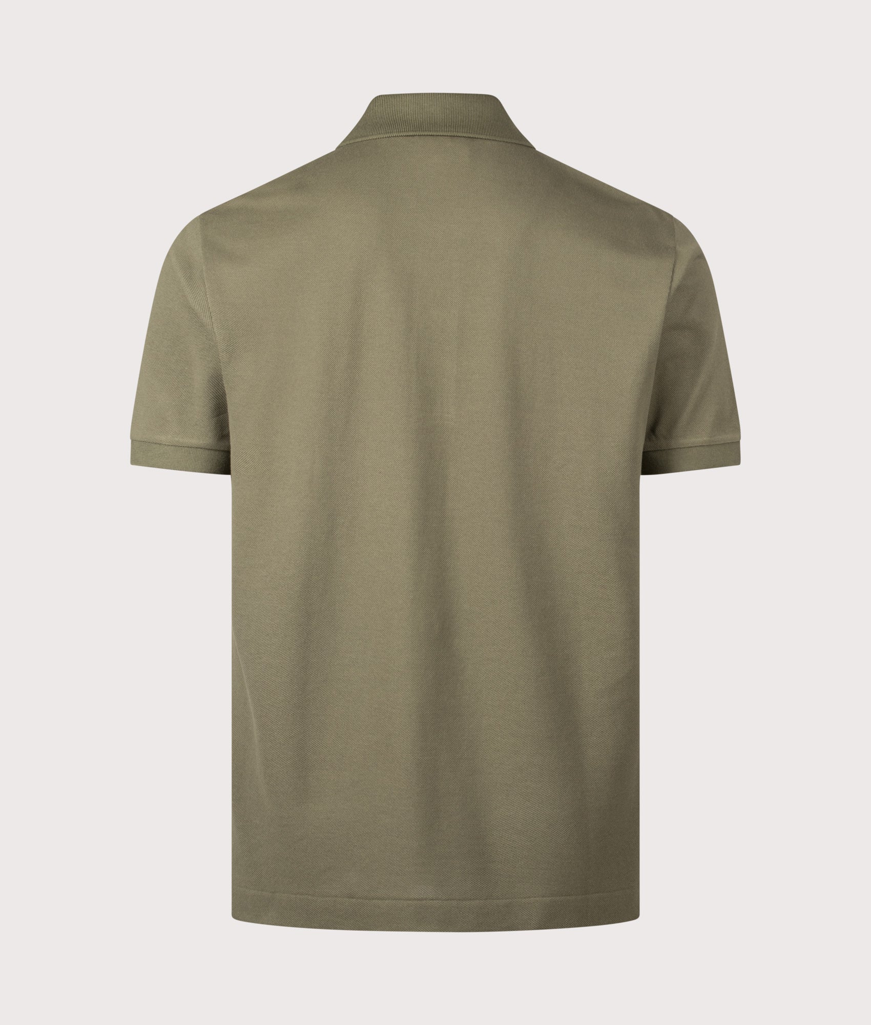 Lacoste Classic Fit L1212 Croc Logo Polo Shirt in Khaki Green at EQVVS Menswear. Back shot.