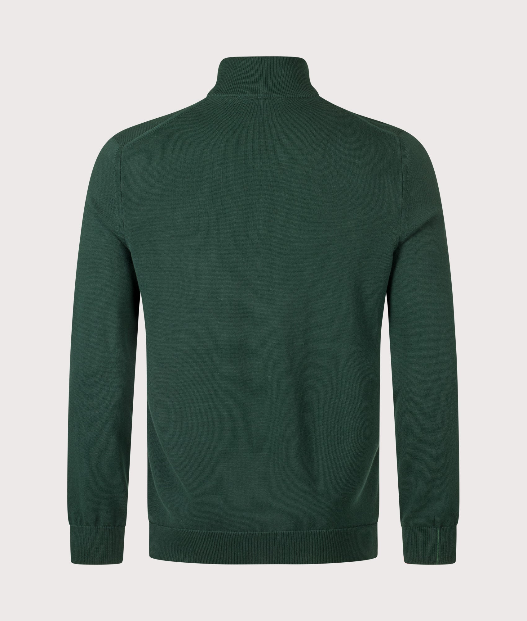 Lacoste release the Zip Through High Neck Sweatshirt in Sinople Green at EQVVS Menswear. Back shot.