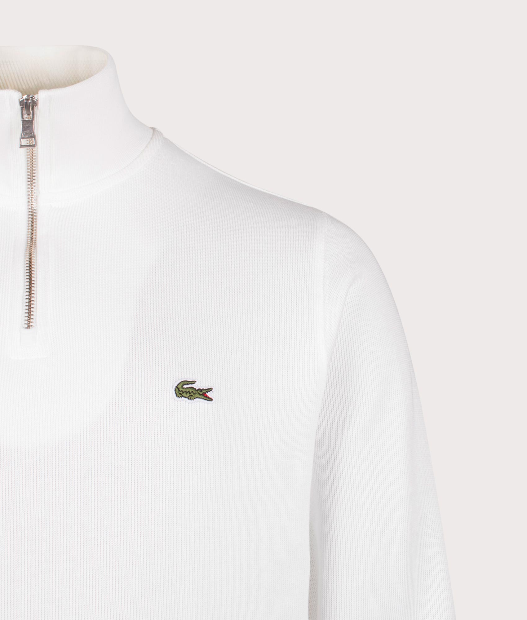 Quarter Zip Sweatshirt in Flour. 100% Cotton  | PS Paul Smith | Shot at EQVVS | Front detail shot 