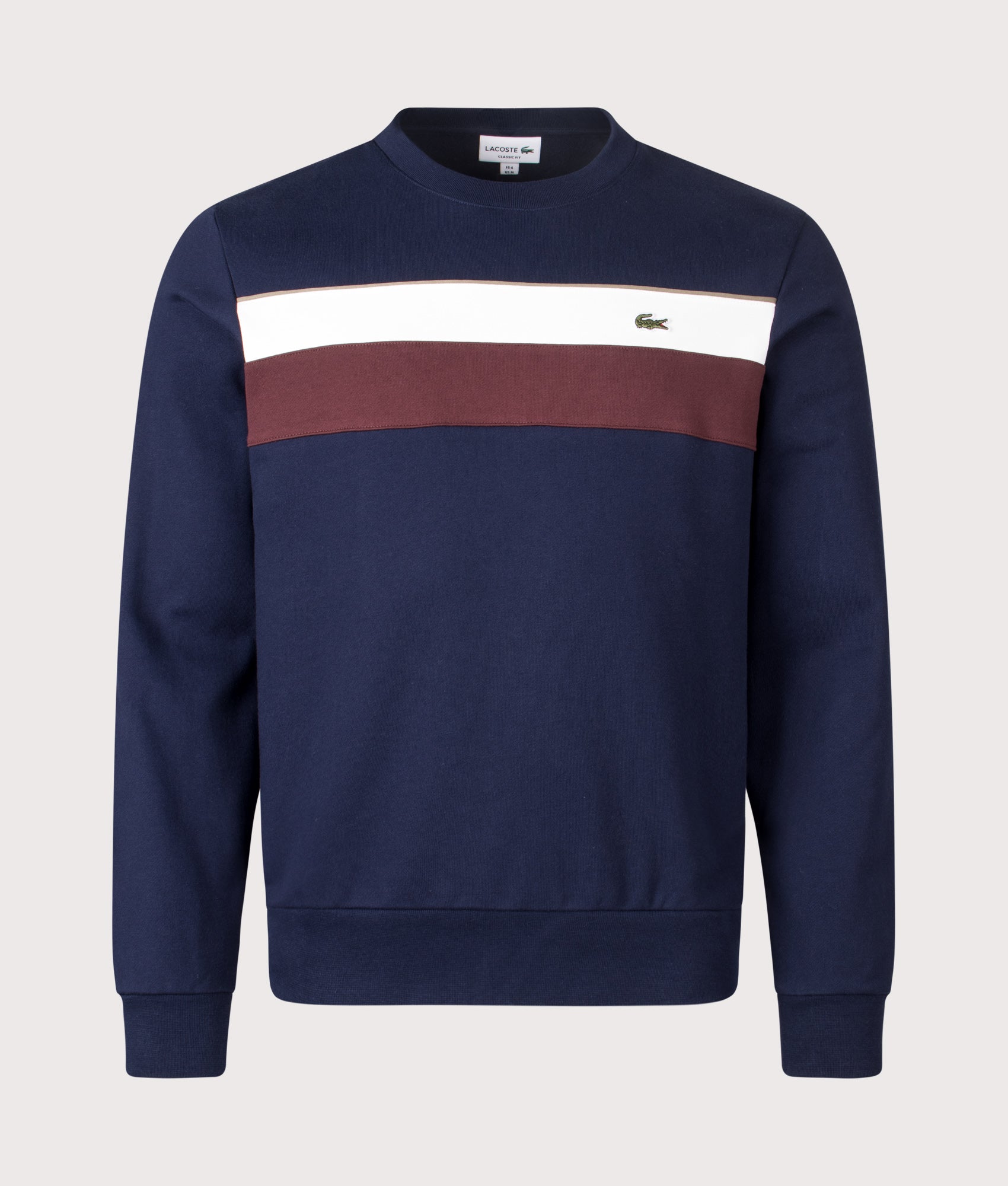 Colourblock Fleece Sweatshirt in Navy Blue/Flour-Red Vermouth. | 100% Cotton| Lacoste | Shot at EQVVS | Front shot