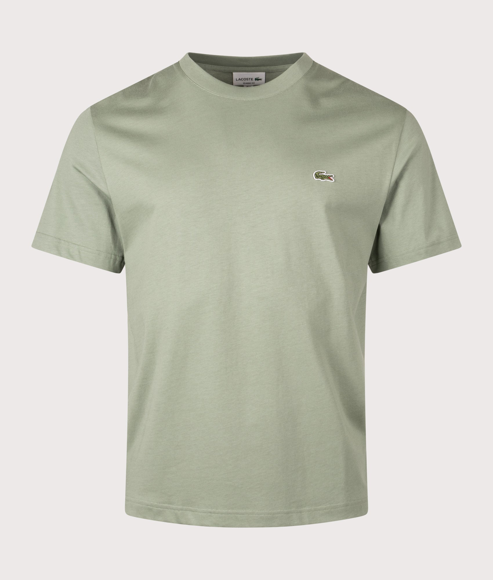 Cotton T-Shirt by Lacoste in Thyme. Shot by EWQVVS. Front shot.