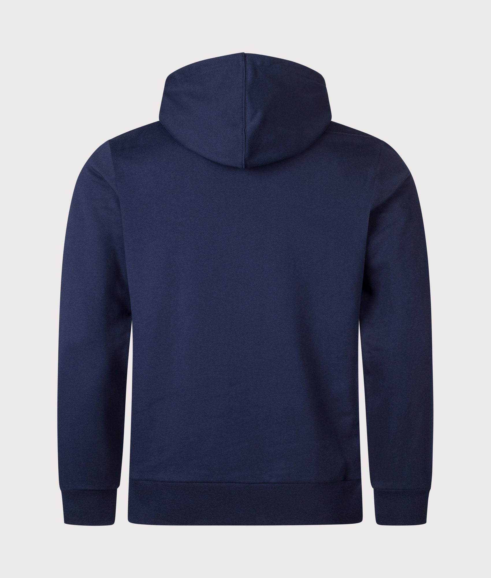 Colourblock Hoodie in Navy Blue/Flour-Red Vermouth. | 100% Cotton| Lacoste | Shot at EQVVS | Back shot 
