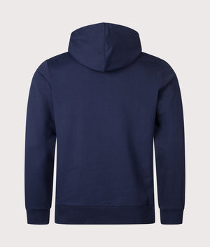 Colourblock Hoodie in Navy Blue/Flour-Red Vermouth. | 100% Cotton| Lacoste | Shot at EQVVS | Back shot 