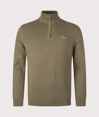 Zipped High Neck Sweatshirt: E9F Khaki Green 